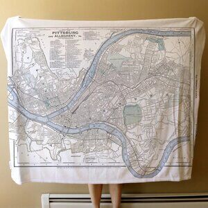 NEW without TAGS Plush Pittsburgh, PA (Pennsylvania) Vintage Map Blanket